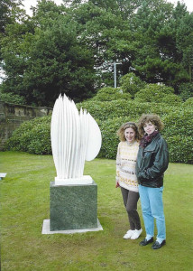 Margy Bolderson and myself by white sculpture in the grounds.